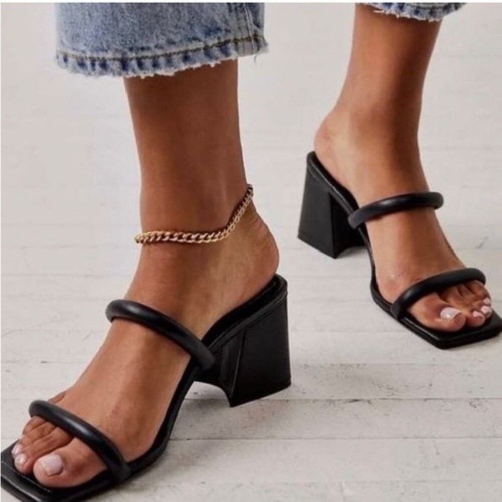 NEW Free People Black Parker Double Strap Heel 9